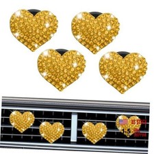 4PCS Heart-Shaped Car Vent Clip with Rhinestone, Vent Clip Car Style1 Yellow