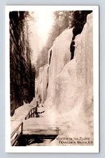 RPPC Winter in the Flume Gorge Franconia Notch NH Bromley & Co Postcard