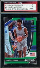 2020 Panini Prizm Draft Picks James Wiseman Green Prizm Graded Rookie Card KSA 9. rookie card picture
