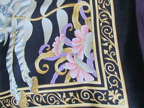 Salvatore Ferragamo Heavy Silk Scarf Print Horse Zebra Black Grey Pink Vintage - Picture 9 of 16