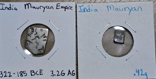 India Magadha Mauryan Empire Karshapana Silver & Copper PunchMark Lot 2 Coins