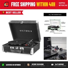 Victrola Bluetooth Suitcase Record Player - Gray 3-Speed Turntable