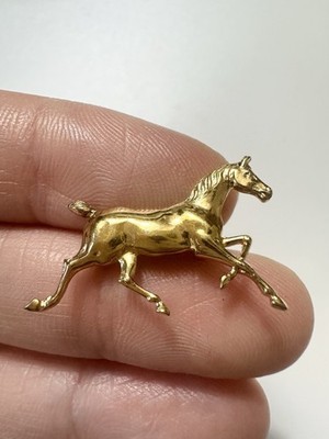 Vintage Running Horse Pin Brooch Gold Over Sterling Silver 