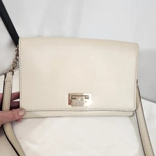 Kate Spade Harwood Place Fiona Leather Square Shoulder Crossbody Ivory MINT