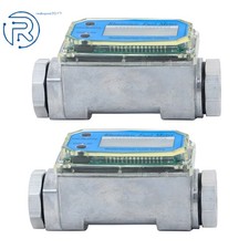 2Pack Precision 1" Digital Flow Meter 2.6-26 GPM for Liquid Flow Measurement