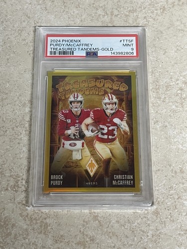 Brock Purdy / Christian McCaffrey [Gold] #TT-SF 2024 Panini Phoenix Treasured Tandems card
