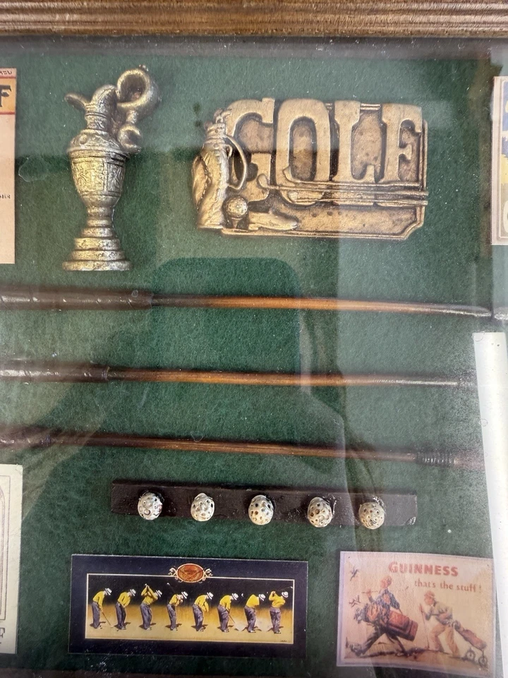 Arte de parede caixa de sombra de golfe vintage – Mini tacos, bolas e estampas – exibição emoldurada - Imagem 3 de 4