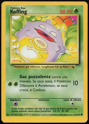 Pokemon TCG KOFFING 51/102 EXCELLENT SET BASE COMMON ITALIENISCH UNLIMITED 2000