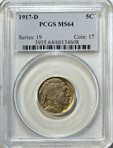 1917-D Buffalo Nickel — PCGS MS64 — Early Denver Mint State Beast! 🔥 Choice MS