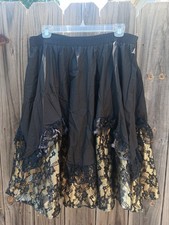 Partners Please Malco Modes Square Dance Skirt Black Gold Lace XL USA