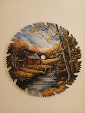 Hand Painted 10" Circular Saw Blade Wooded Barn Scene NICE Rustic Cabin Decor