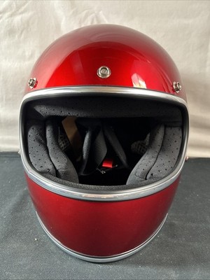 Biltwell Gringo Full Face Helmet - Size Medium - Red & Chrome