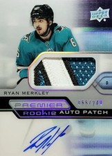 2021-22 UPPER DECK PREMIER RYAN MERKLEY ROOKIE PATCH AUTO #'D 55/249 #AR-RM 🦈