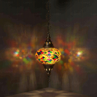 Multicolor türkische Mosaik Pendelleuchte - handgefertigter marokkanischer Kronleuch