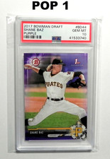 SHANE BAZ PSA 10 2017 BOWMAN DRAFT PURPLE # BD44 _ RARE POPULATION 1