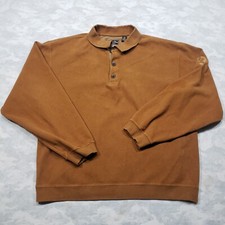 Straight Down Sweatshirt Mens XL Brown Pull Over Quarter Button