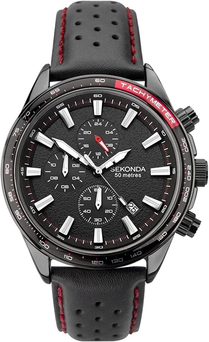 Sekonda chrono gents watch leather cheap strap