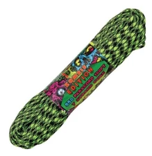 Atwood Rope MFG Parachute Cord  Zombie Outbreak Edition 100 FT  Neon Green Black