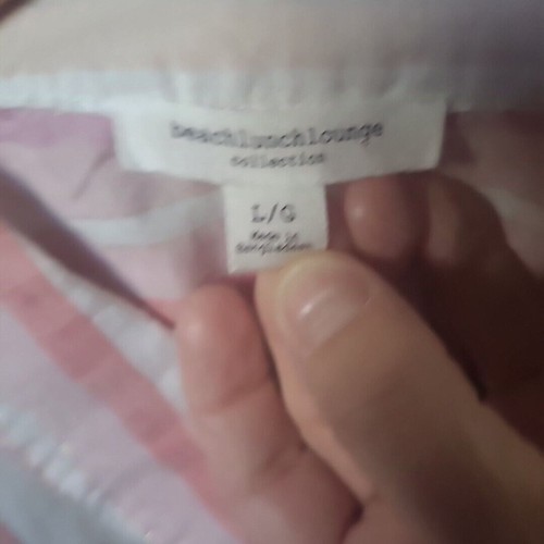 Shirt Womens Linen Blend Pastel & Gold Stripes Beach Lunch Lounge Sz Large - Picture 3 of 6