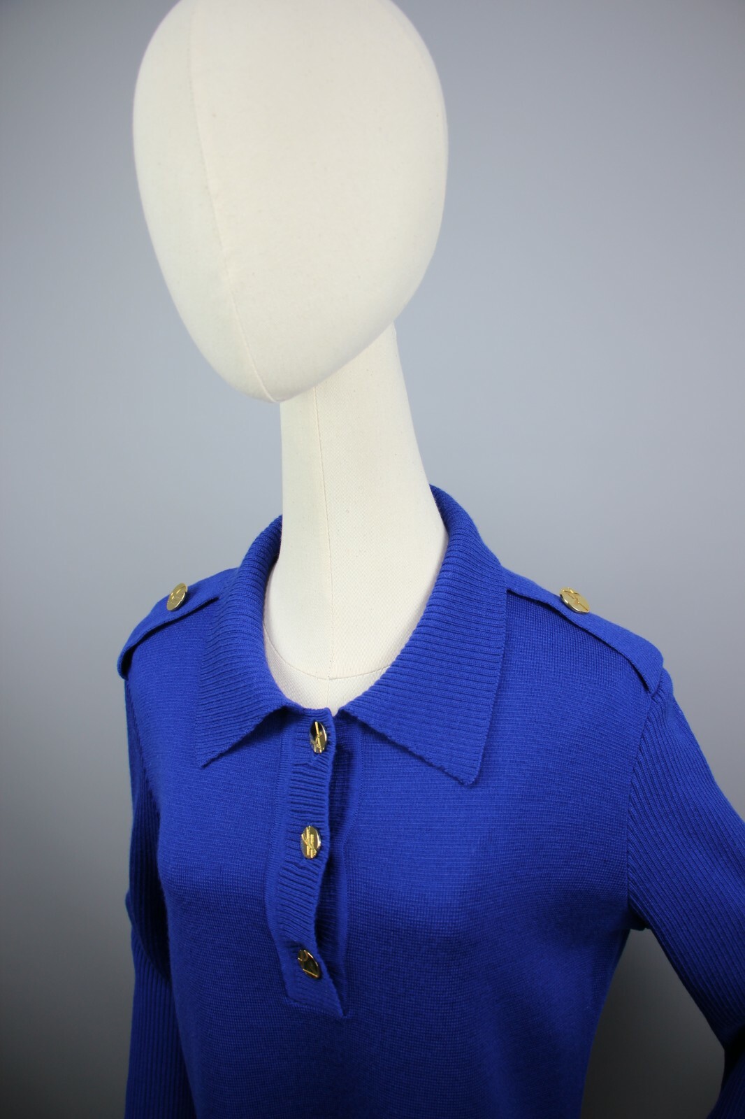 Maglione YSL YVES SAINT LAURENT VARIATION Bottoni Oro LANA Blu Taglia S