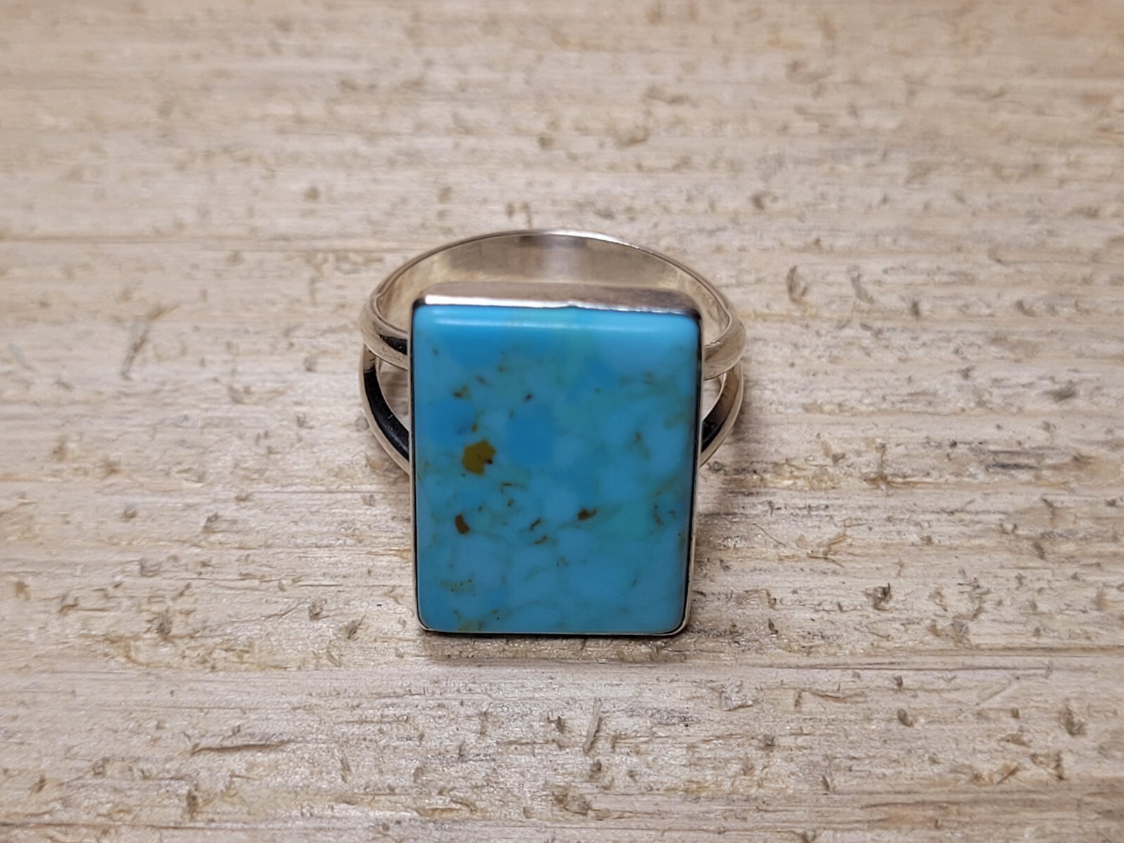 Sterling Silver And Blue Rectangle Turquoise Ston… - image 1