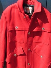 VINTAGE WOOL JACKET LAKELAND SPORTSWEAR RED COAT HUNTING FISHING L XL SZ 40 WARM