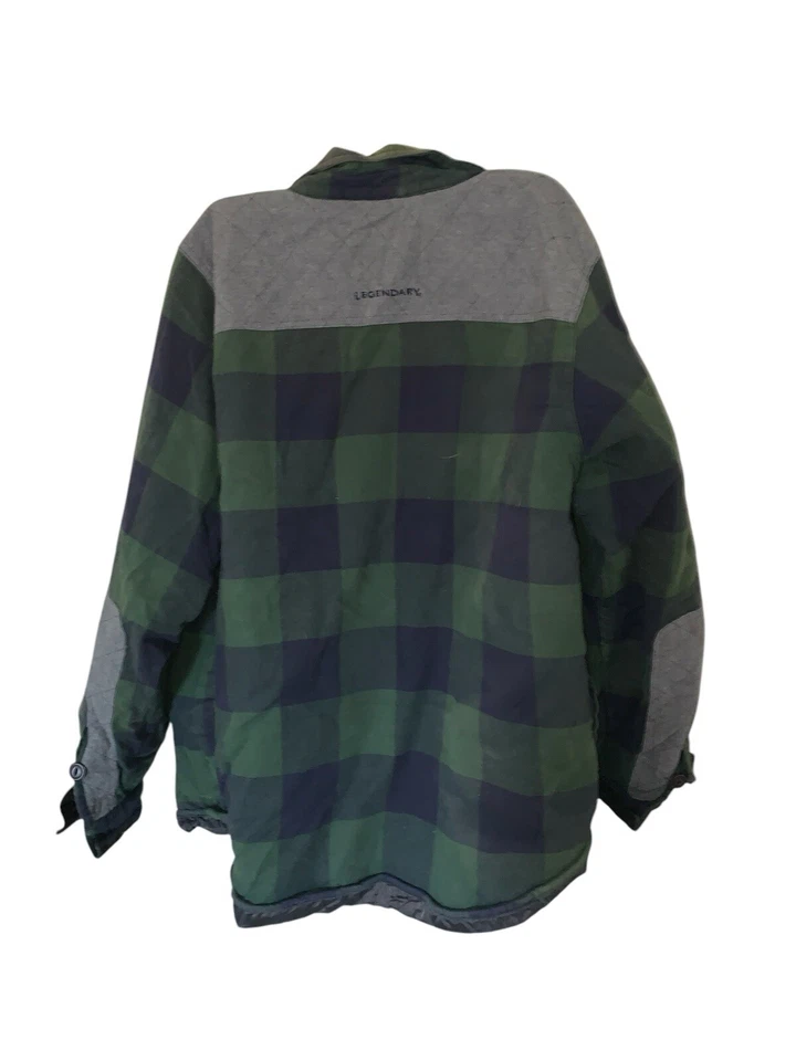Legendary Colas Blancas Forradas Franela Camisa Chaqueta Hombre Grande Verde Cuadros Chaqueta Foto 4 de 4