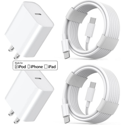 For iPhone 14 13 12 11 Pro XR PD Fast Charger Cord 20W USB-C Power Adapter Block