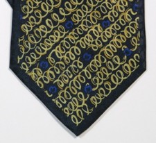 Blue Gold Logos Allover MILA SCHON Silk Tie