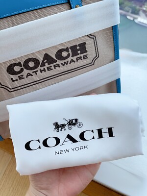 Coach Pool Leather Natural Canvas Field Tote 22 Bag CH740 for sale