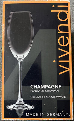 4 Nachtmann Vivendi Premium Champagne Crystal Stem Flutes Germany Bnew