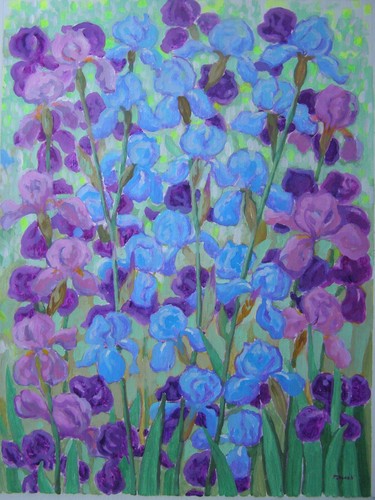 IRISE Blumen Original Öl Acryl Gemälde Kunst vom Künstler - Bild 1 von 5