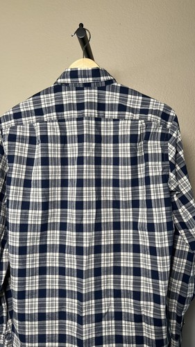 J Crew Men’s size M shirt Blue Plaid collared Button Up Long Sleeve - Picture 8 of 11