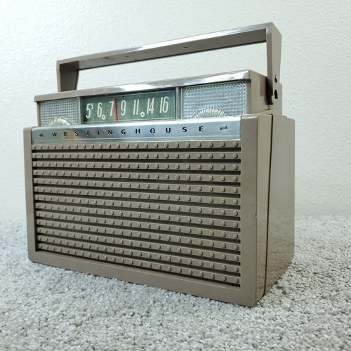 Westinghouse Portable Tube Radio H-521P4 AM Vintage Mid Century Beige Working