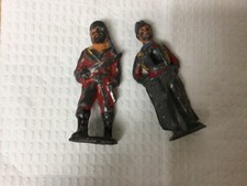 Lot of 2 vintage die cast LEAD  Army Men Soldier W/ SWORD GUN cowboy 3.25  