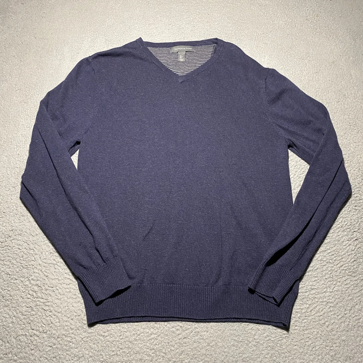 Grayson Dunn Sweater Mens Large Blue V Neck Long Sleeve Cotton