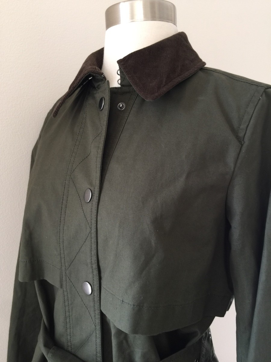 NEW JCREW $198 Field trench coat In Deep Moss Green G7609