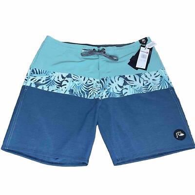 NWT Quiksilver Microdose Beachshort 19 Blue Stretch Boardshorts Men's 36 Swim
