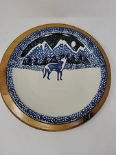 Lot of Vintage WOLF by TIENSHAN FOLK CRAFT Round Serving 12" Platter 
