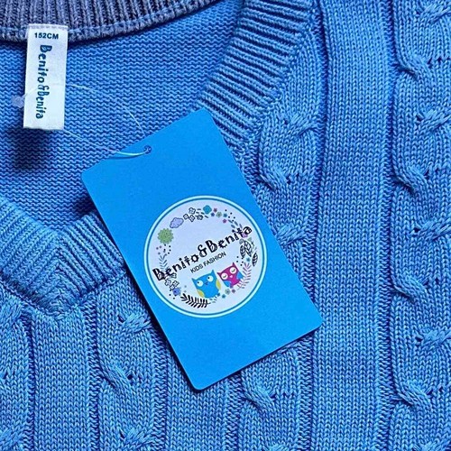 NWT Benito & Benita Light Blue Cable Knit Sweater Vest 11-12 - Picture 6 of 8