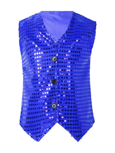 Kids Sequins Hip Hop Jazz Dancewear Button Jacket Stage Performance Costume - Picture 50 of 95
