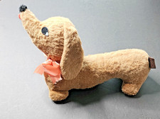 1960s Vintage 11" Plush Brown Dachshund Dog Stuffed Toy Animal