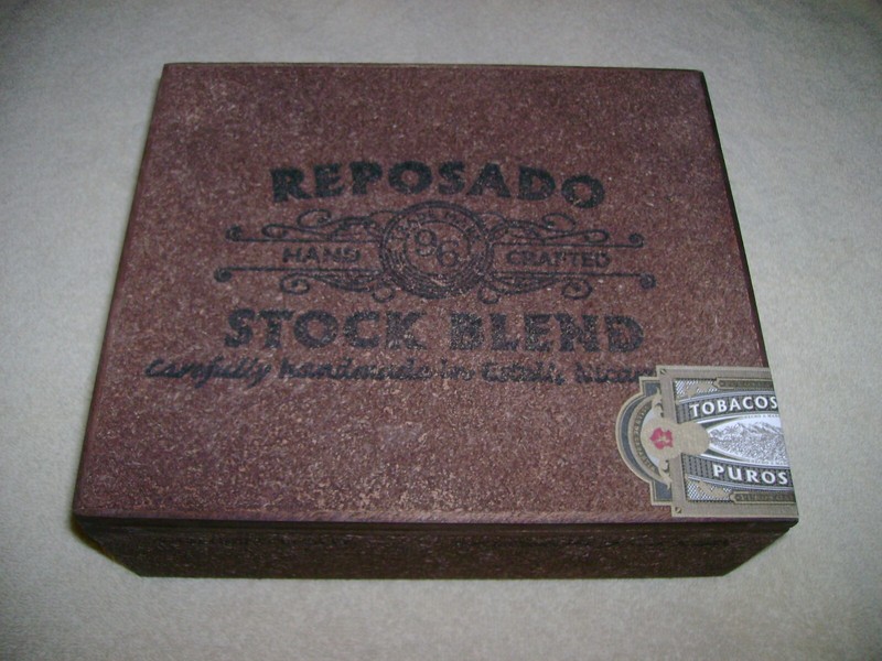 Reposado "Stock Blend" wooden cigar box.