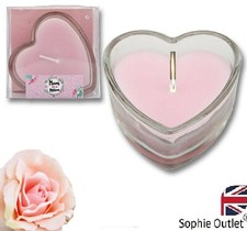 Pink Heart Shaped Candle In Glass Jar Holder Mothers Day Gift Home Decor P071 UK