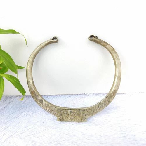 19c Vintage Handcrafted Brass Tribal Necklace Jewellery Rare Decorative Item