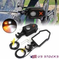 Side View Mirrors w/ LED Light DRL Turn Signal For Polaris UTV RZR 1.5-2" Bars