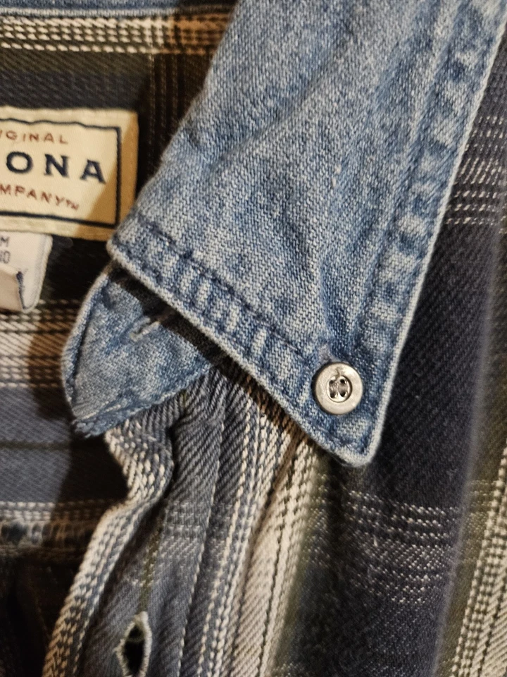 Camisa Denim Arizona Jean Co L/Slv Pkts Cuello Bttns Azul Cuadros Excelente Estado 11583☆ Foto 4 de 4