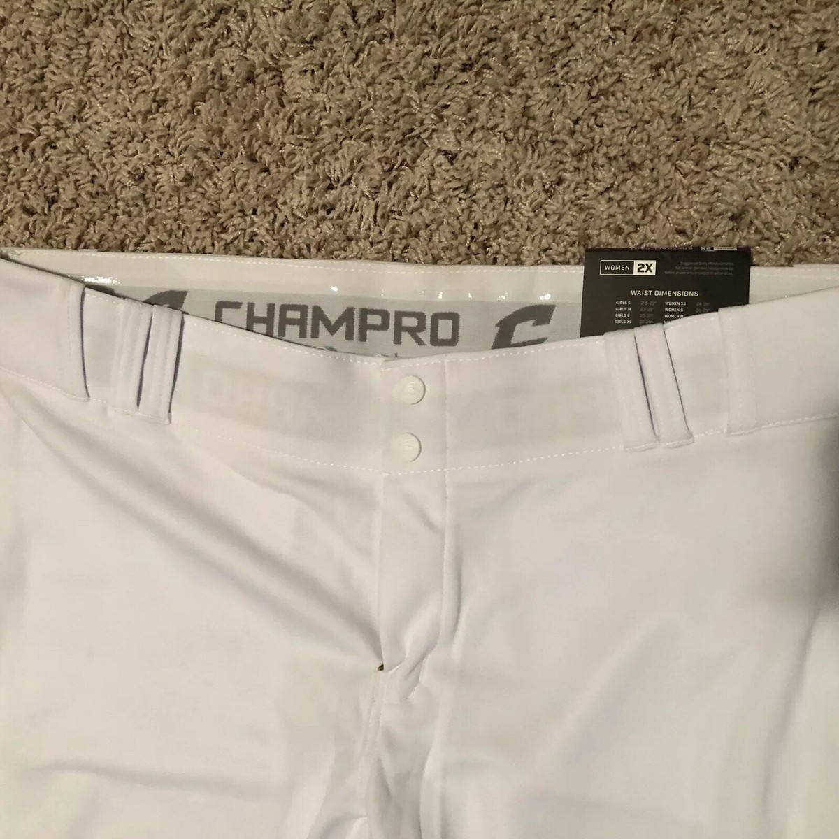 Pantalon De Softball Champro Femme - Blanc - Taille 2XL (39-45") - Taille Basse - Neuf