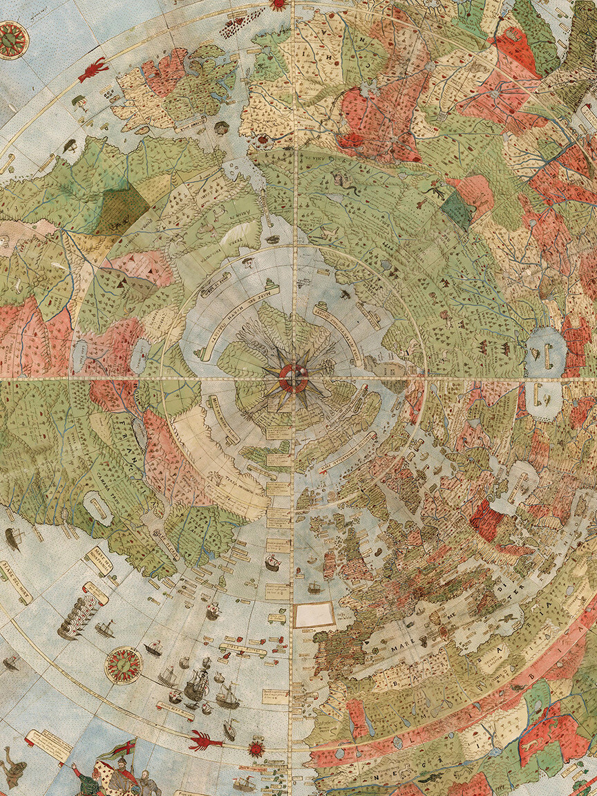 Carta Geografica Mondo Stampa Poster 61x61 Cm - Carta Spessa Satinate, Decorazione Parete Vintage