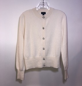 J Crew 毛衣女日常羊绒宝石按钮象牙白af004 全新无标签 168 Ebay